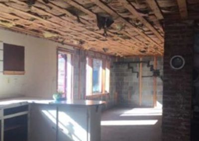 After Textured ceilings, joint compound and sheetrock removed